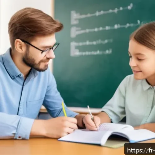 Home 30 핀란드어 발음 가이드 - A detailed classroom scene showing a French adult learner attentively practicing Finnish pronunciati...