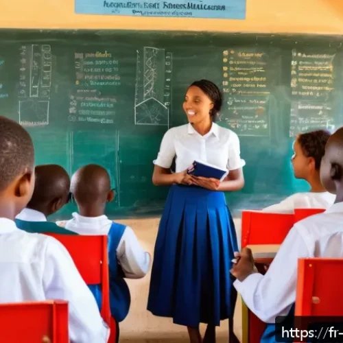 Home 17 스와힐리어 동사 활용 - A vibrant classroom scene in East Africa, featuring a diverse group of Swahili-speaking students att...